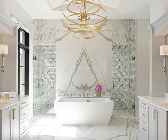 Book-matched marble bath